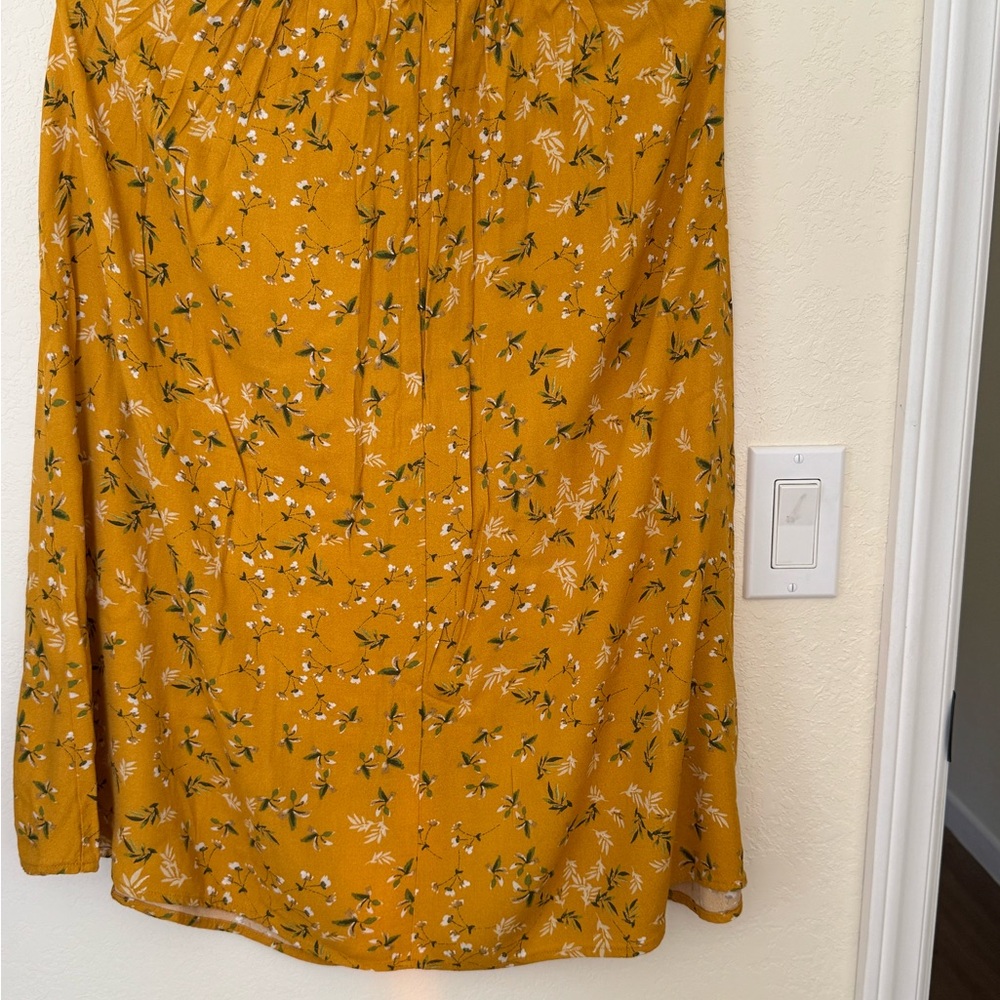Banana Republic Mustard Floral A-Line Skirt